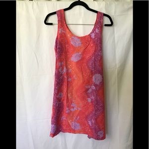Sleeveless Floral Shift Dress - Pink/Orange